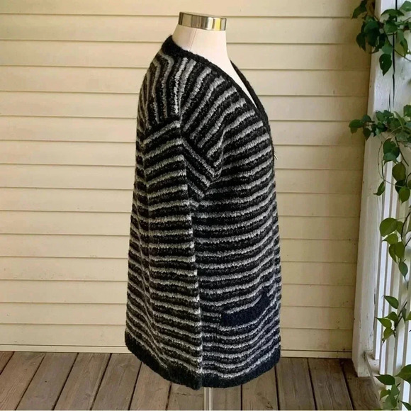 Jones NY Sport Wool & Mohair Blend Cardigan Sweater M Full Zip Hand Chunky Knit - Picture 3 of 7